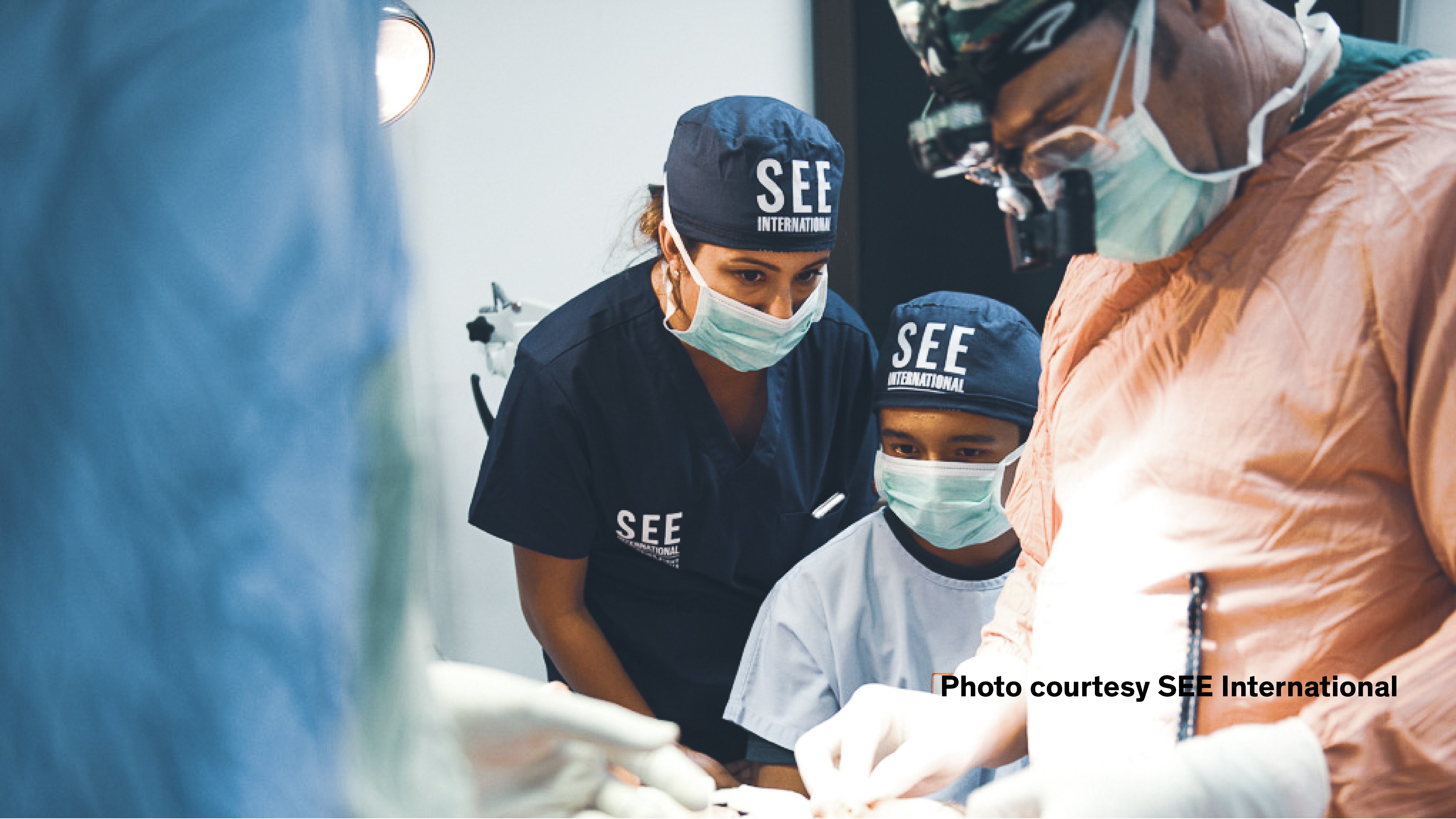Medical team from SEE International assisting during eye surgery