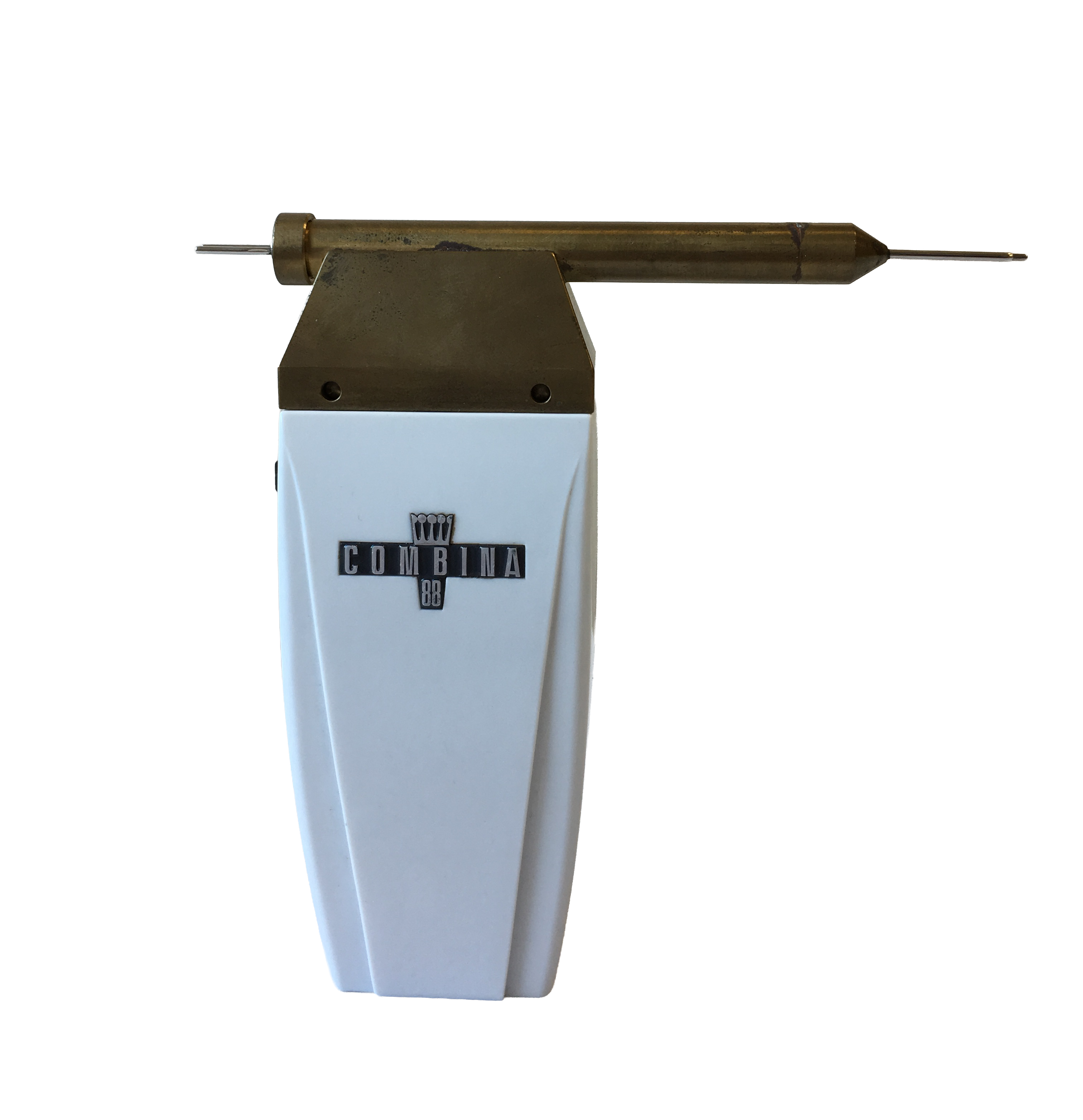 Historical Klöti vitrectomy cutter device with handpiece shown on a white background