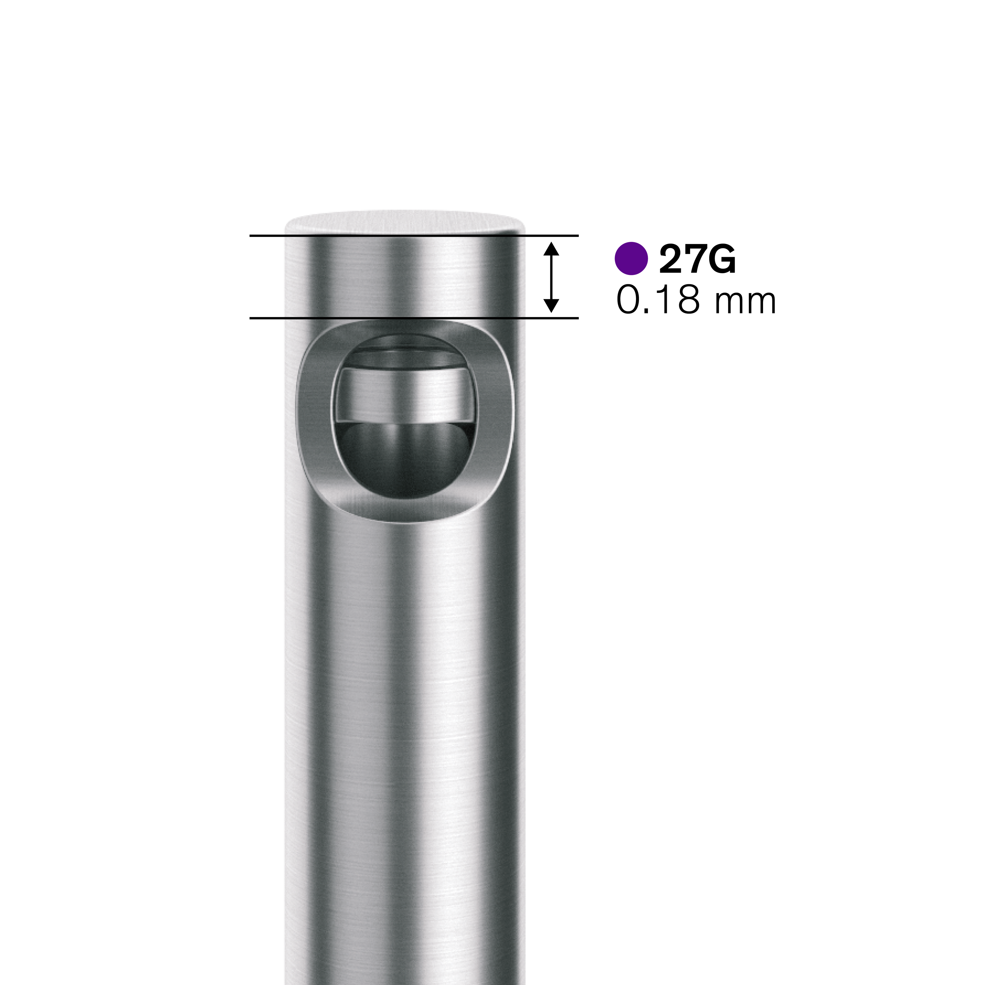 frontal view of the continuous flow cutter open port