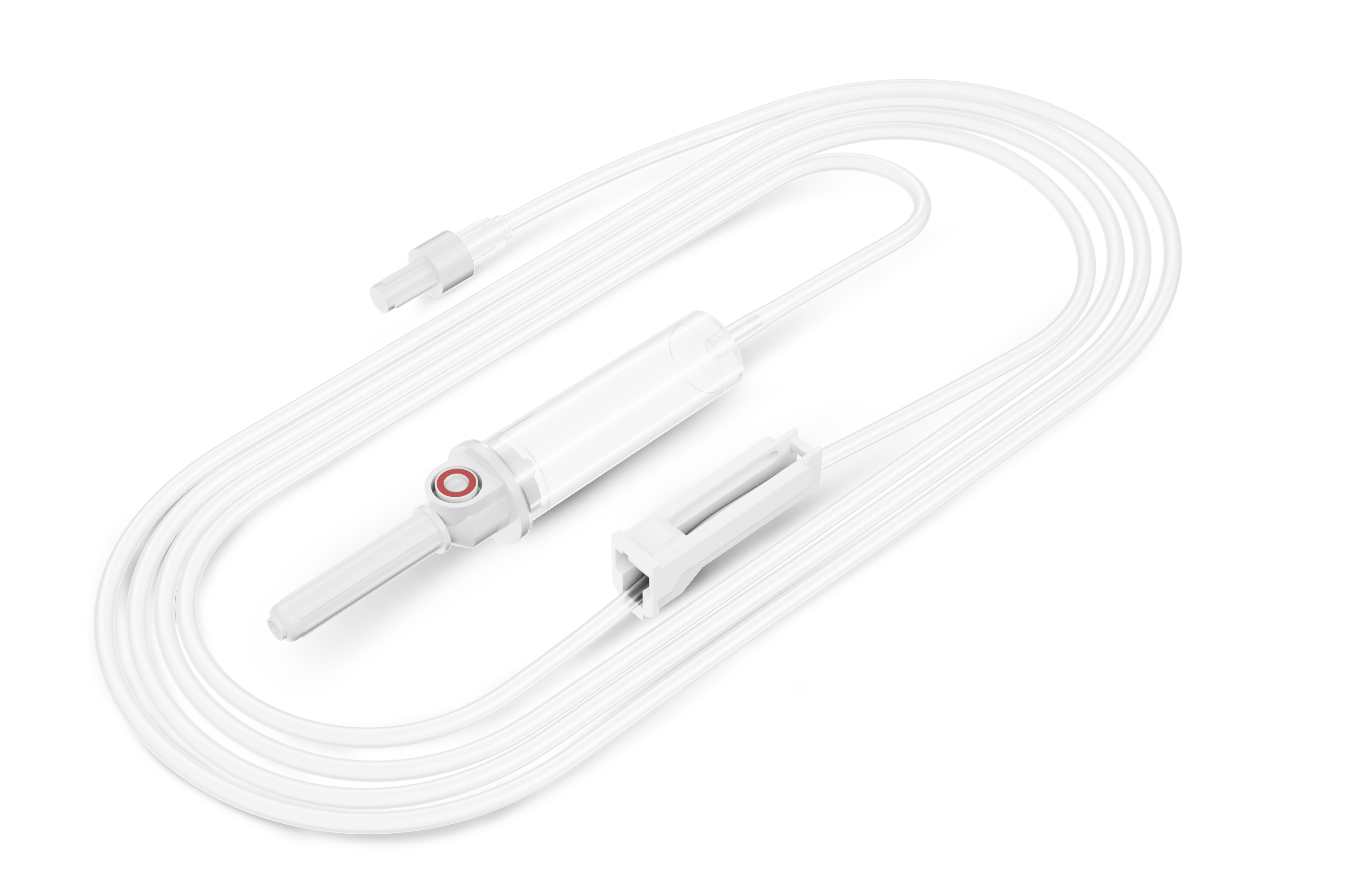 Transparent infusion set with tubing and connectors