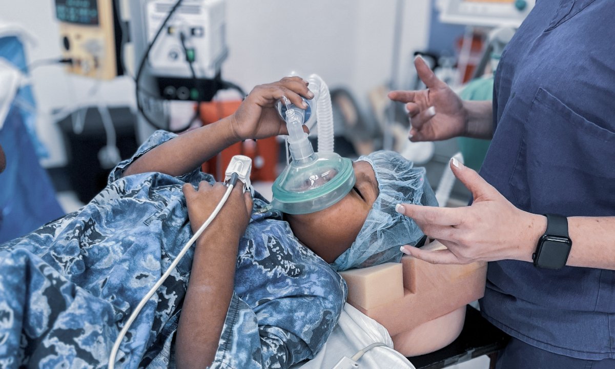 Child patient receiving anaesthesia preparation before an ophthalmic procedure at the International Eye Institute