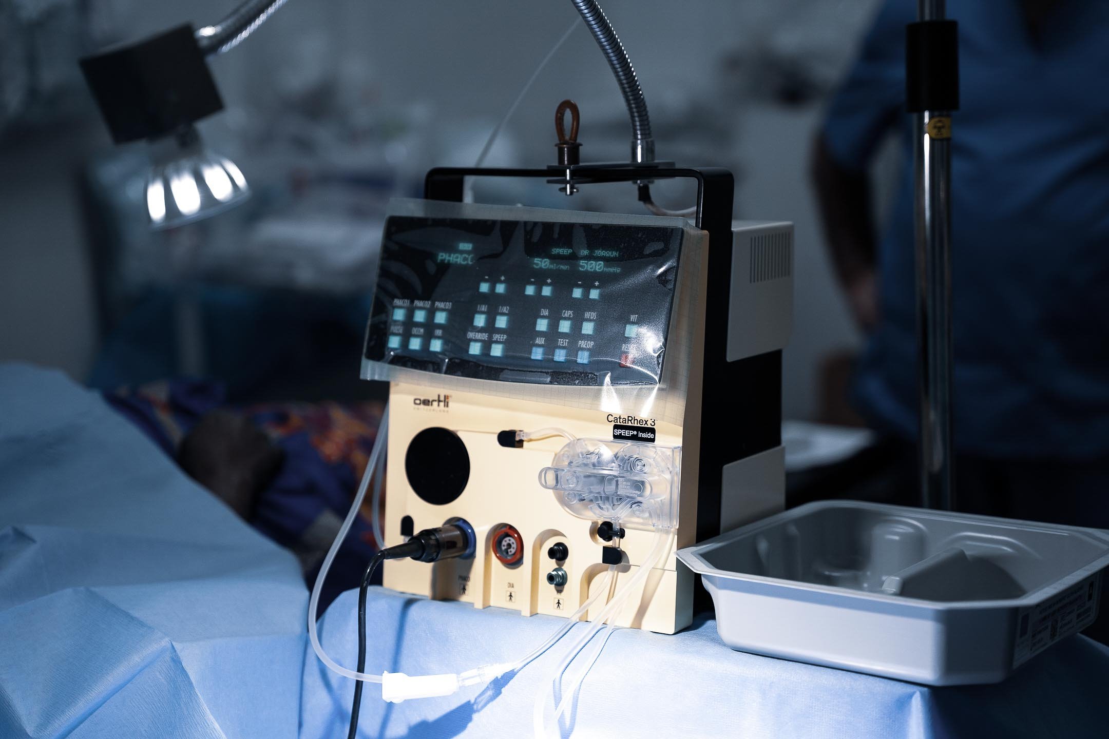 CataRhex 3 prepared for ophthalmic surgery in a clinical operating room environment.