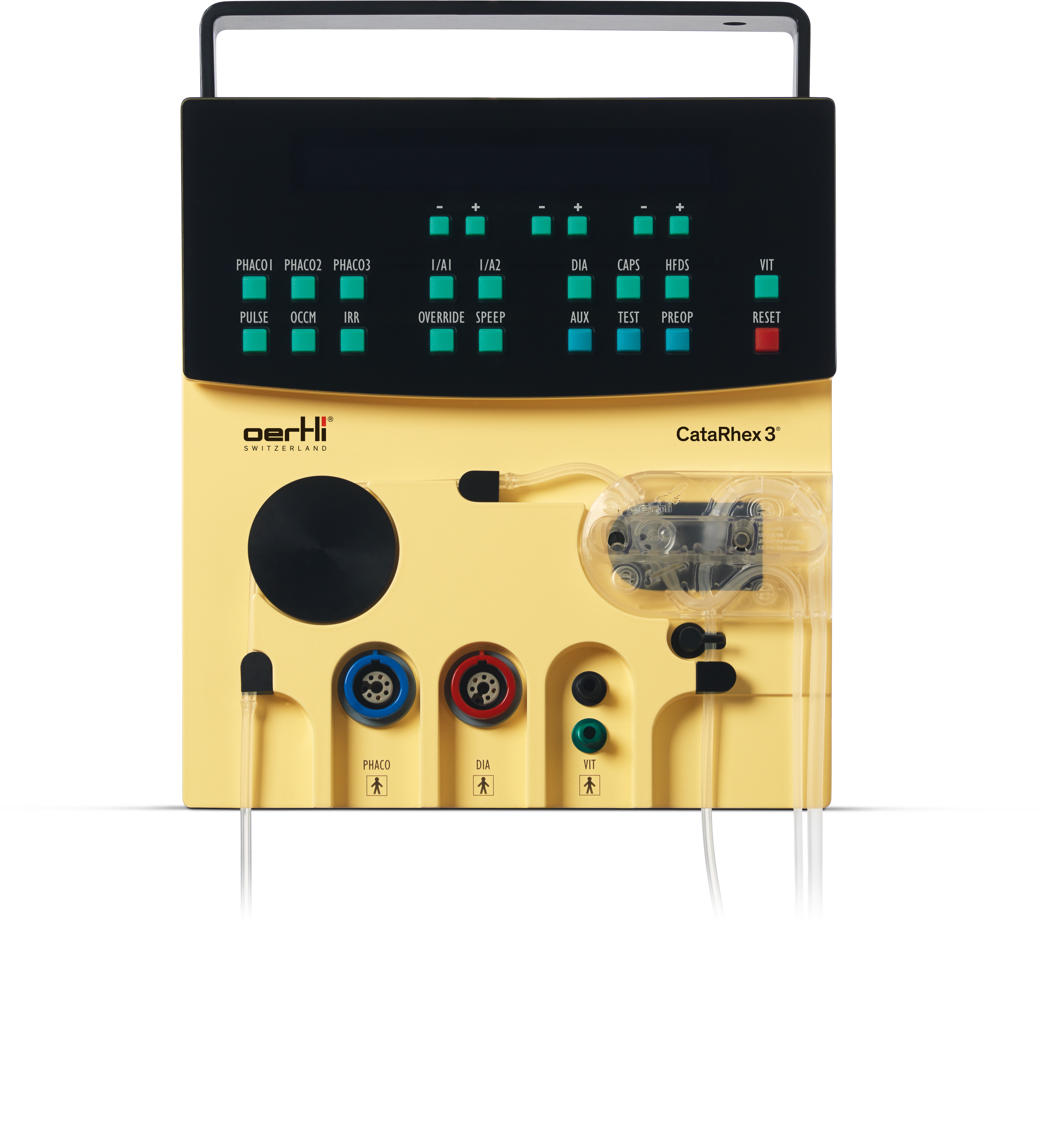 CataRhex 3 surgical platform shown from the front with cassette and connection ports