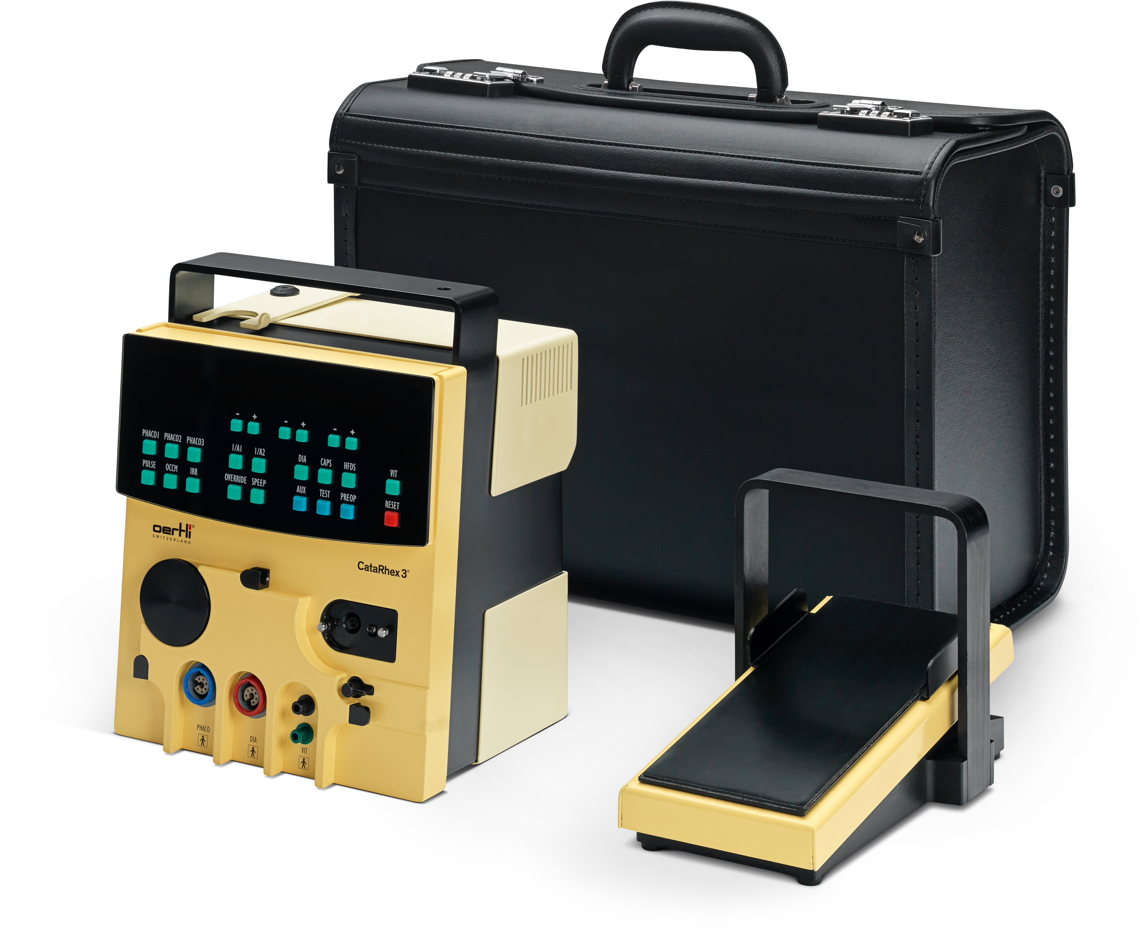 Portable CataRhex 3 machine with foot pedal and pilot case