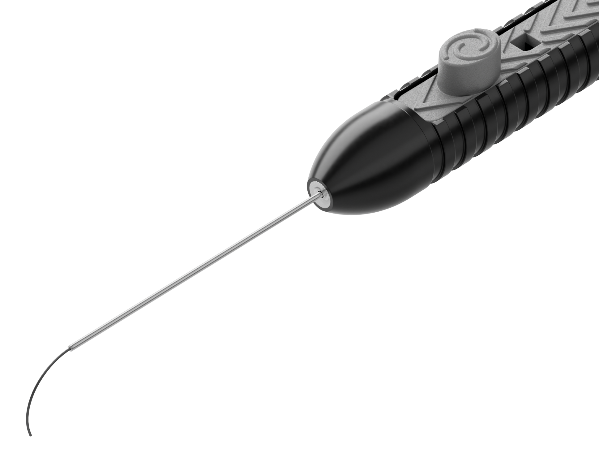 Intuitive Extendable 25G laser probe with curved extendable laser fibre tip