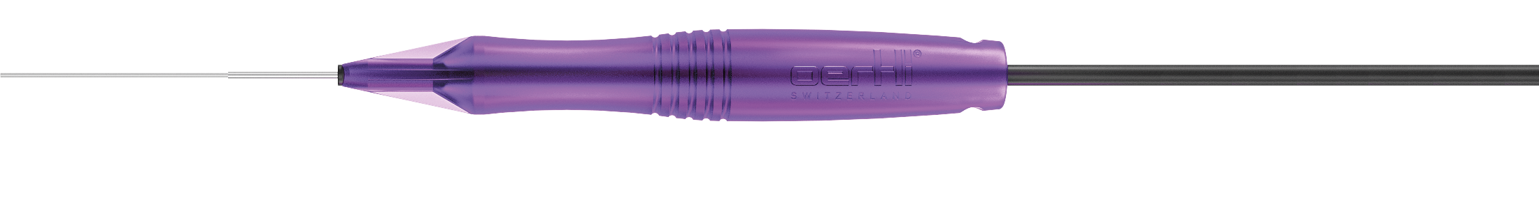 27G shielded widefield endo illuminator with integrated ViPer scleral indentor and purple ergonomic handle