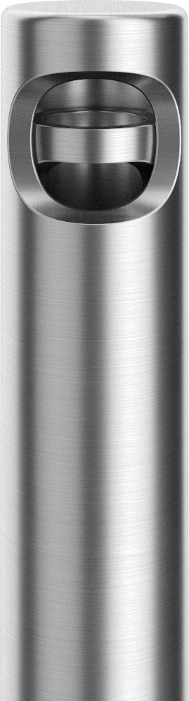 Close up of the port opening on a 25G Continuous Flow Cutter with metallic cylindrical design