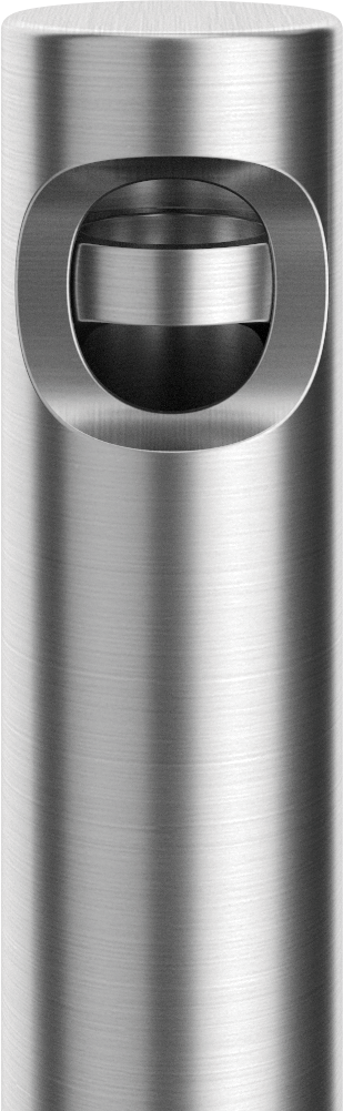 Close up of the port opening on a 23G Continuous Flow Cutter with metallic cylindrical design