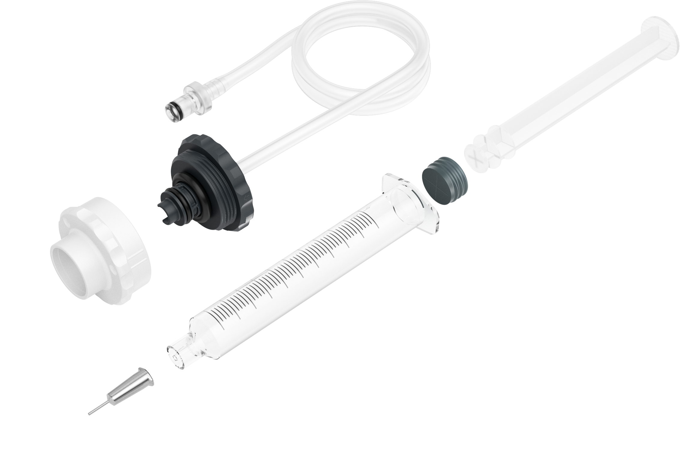 Single use silicone oil application set with syringe and tubing components for vitreoretinal surgery