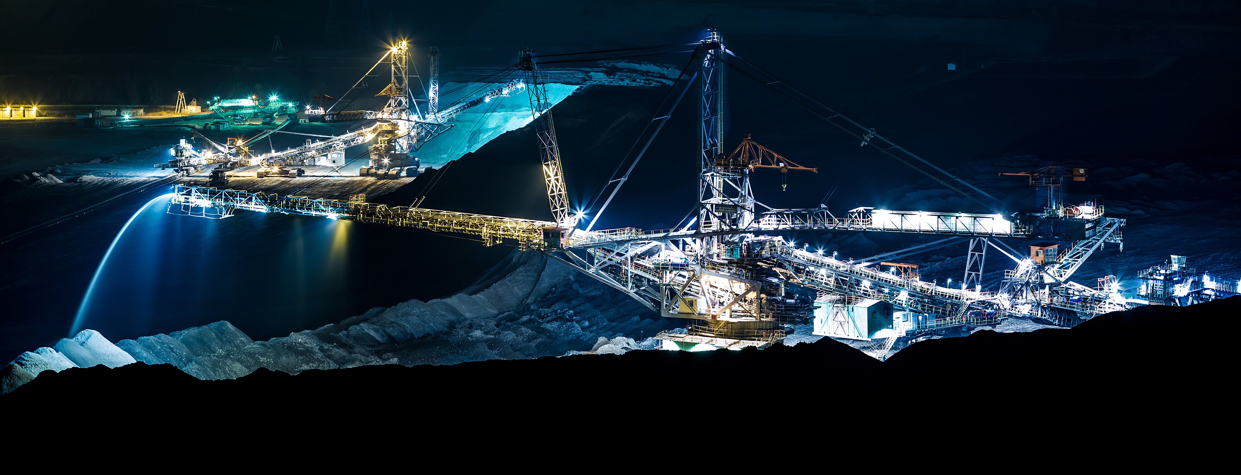 Coal mining in an open pit - evening photo