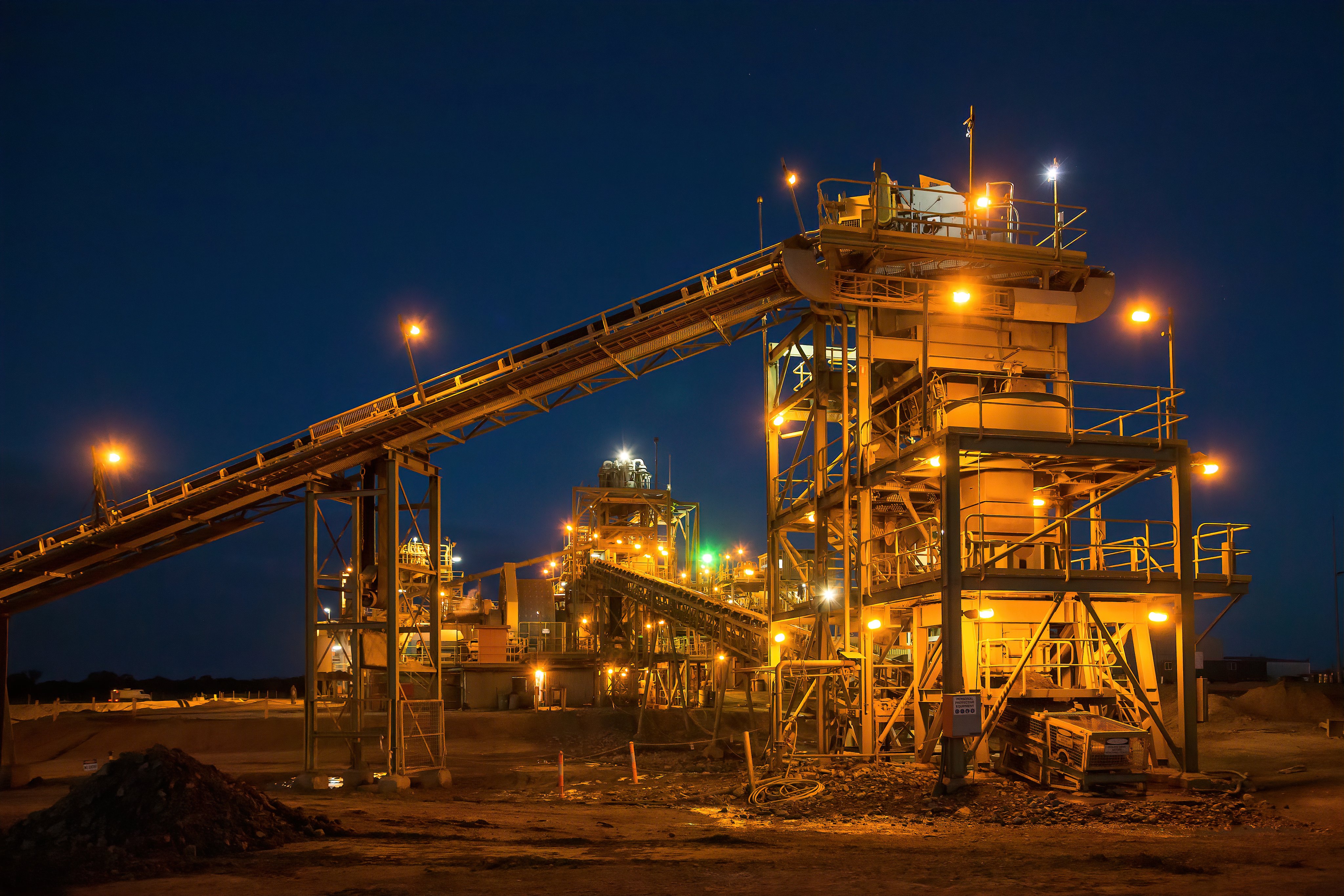 Night view of a copper mine head in NSW Australia