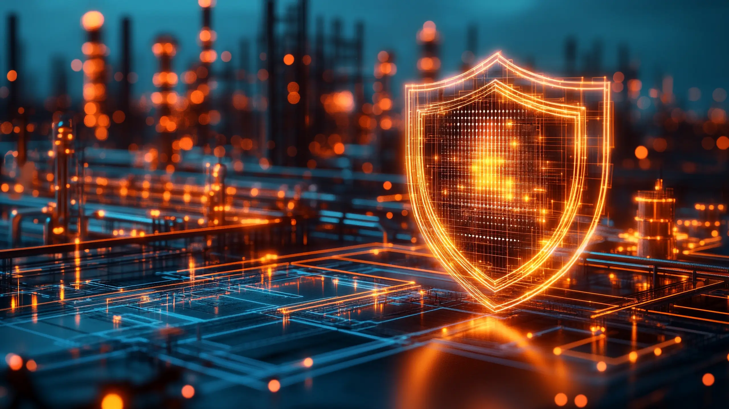 A shield overlaying an industrial facility symbolizes the protection of critical infrastructure in ukraine against threats caption space on the side --chaos 20 --ar 16:9 --stylize 200 --v 6.1 Job ID: ab650b73-409c-4b38-9e32-736dafa05ff6