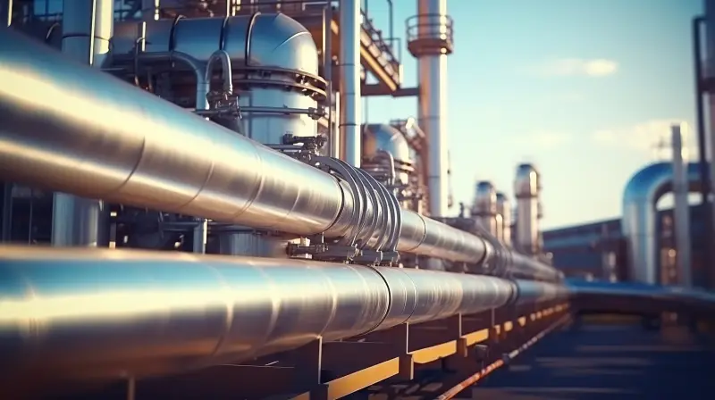Gas pipes for the oil industry. a clean pipeline for renewable energy production. pipeline for gas or oil, pure hydrogen gas for the production of environmentally friendly electricity.Energy equipment for gas pipelines. High quality photo