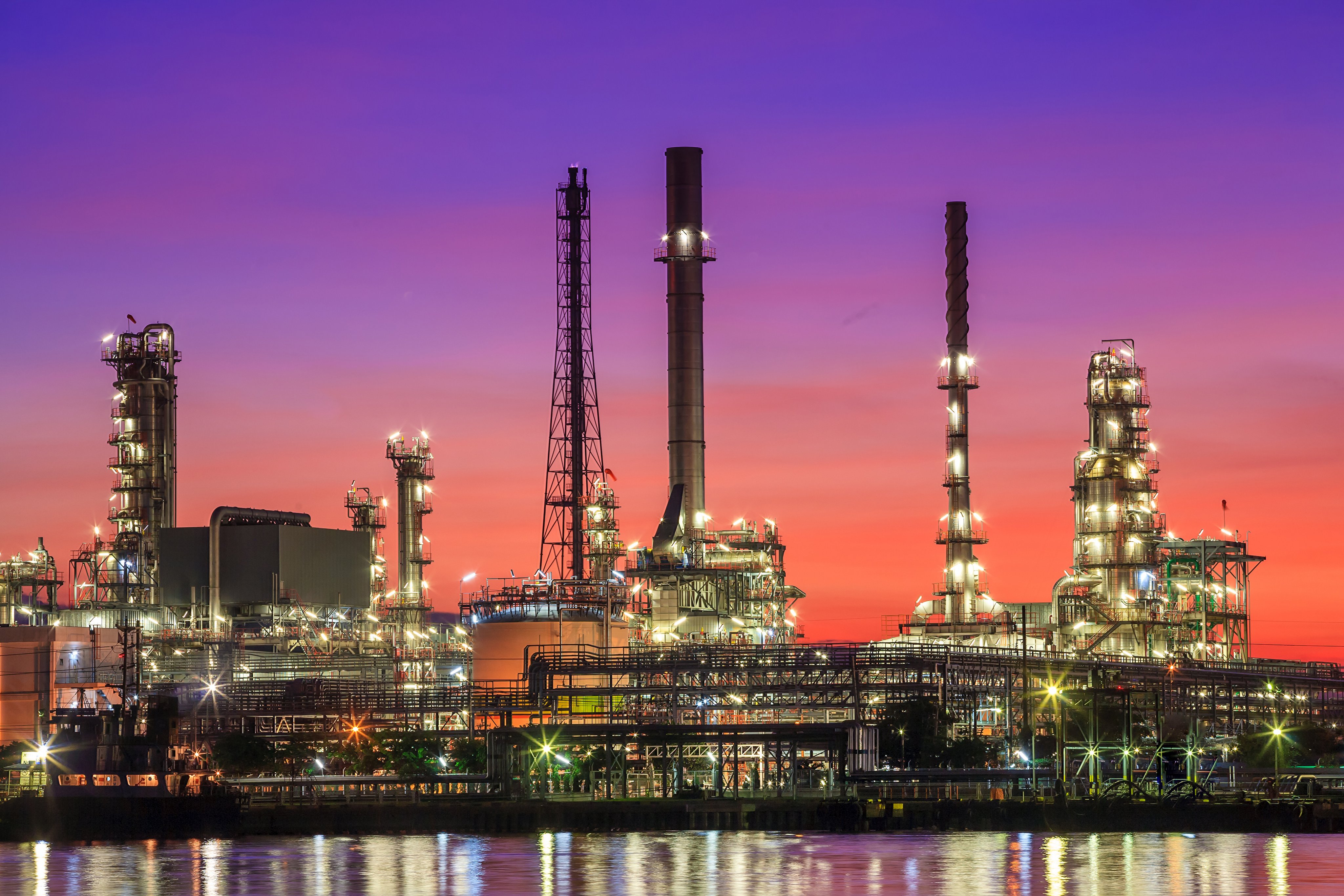 Oil refinery at twilight Thailand