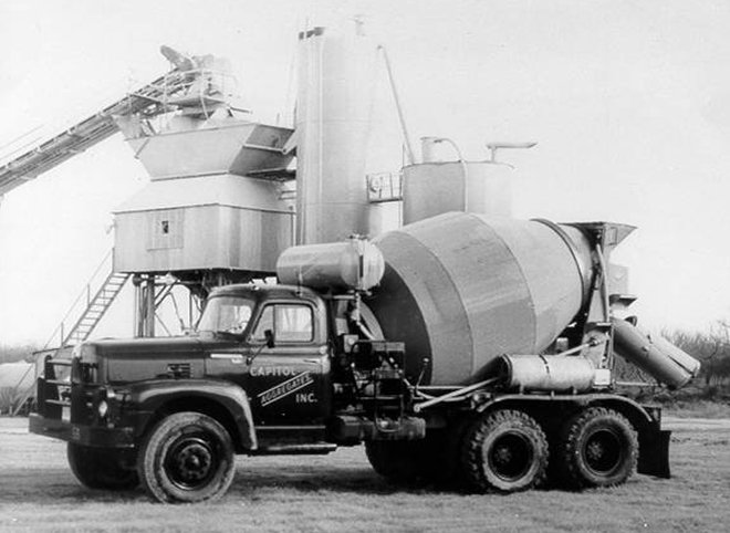Capitol Aggregates concrete mixer truck at a production facility in San Antonio, Texas