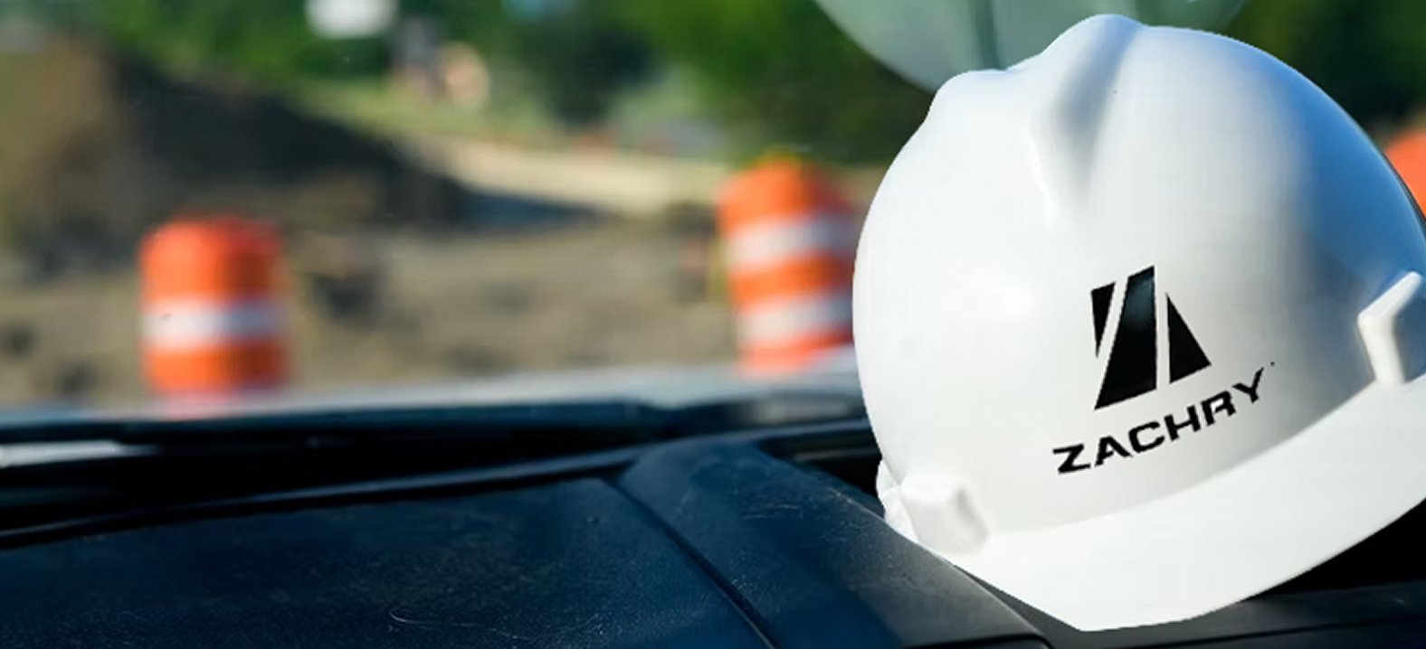Zachry hard hat at a construction site