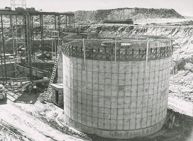 Atlas missile silo under construction at Dyess Air Force Base near Abilene, Texas