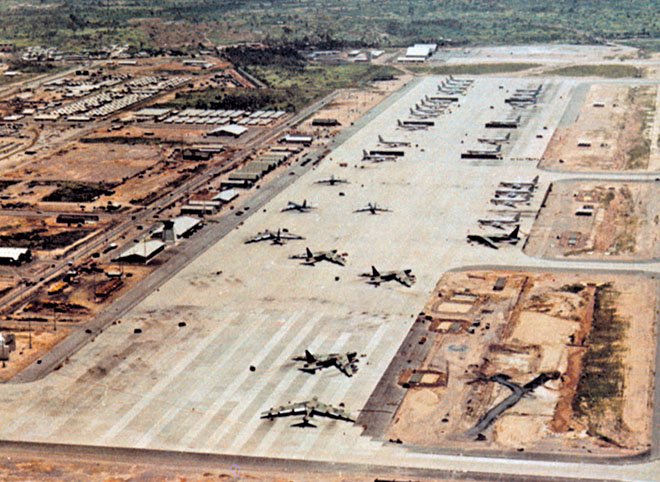 Aerial view of Sattahip Airfield in Thailand during construction of the U.S.&ndash;Thai airbase